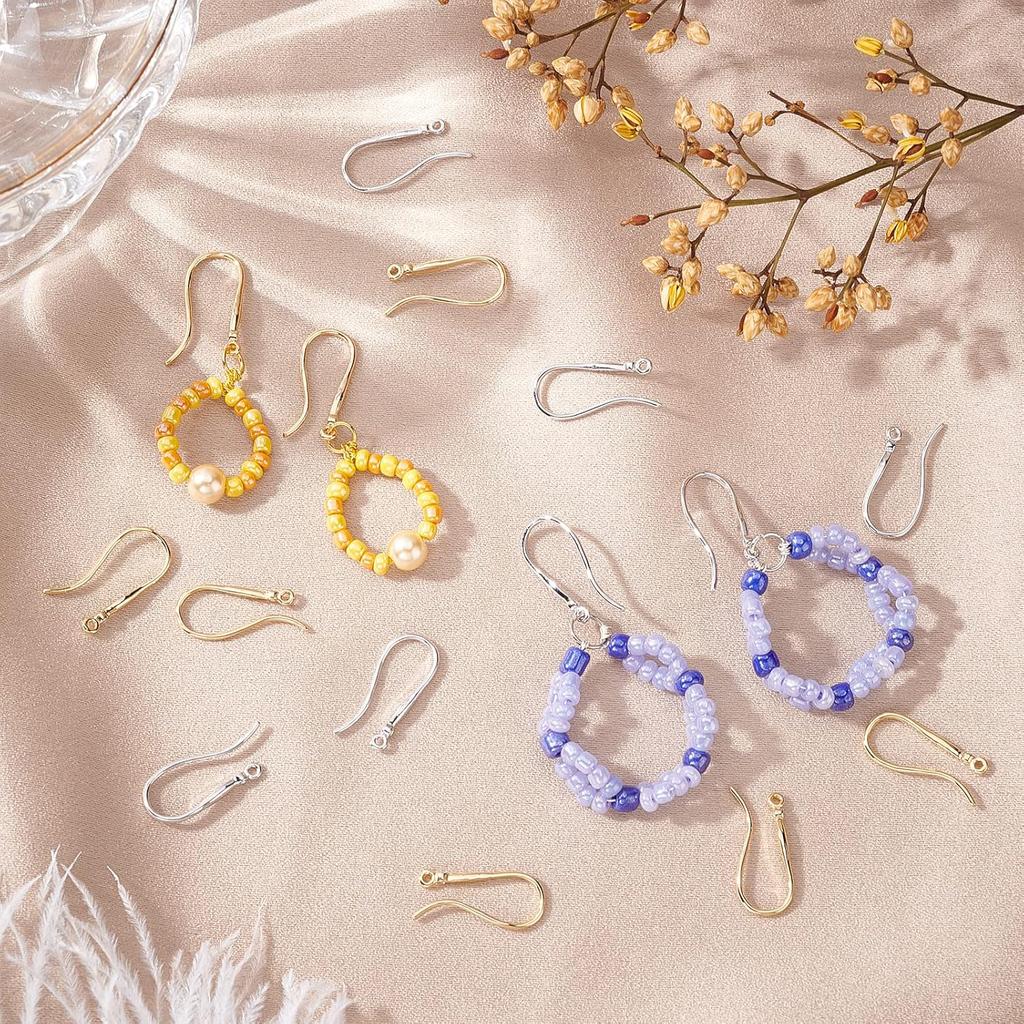 PH PandaHall 20pcs 18K Gold Plated Earring Hooks, French Ear Wire Golden Platinum Fishhook Hoop Earrings Brass Earring Findings Component for DIY