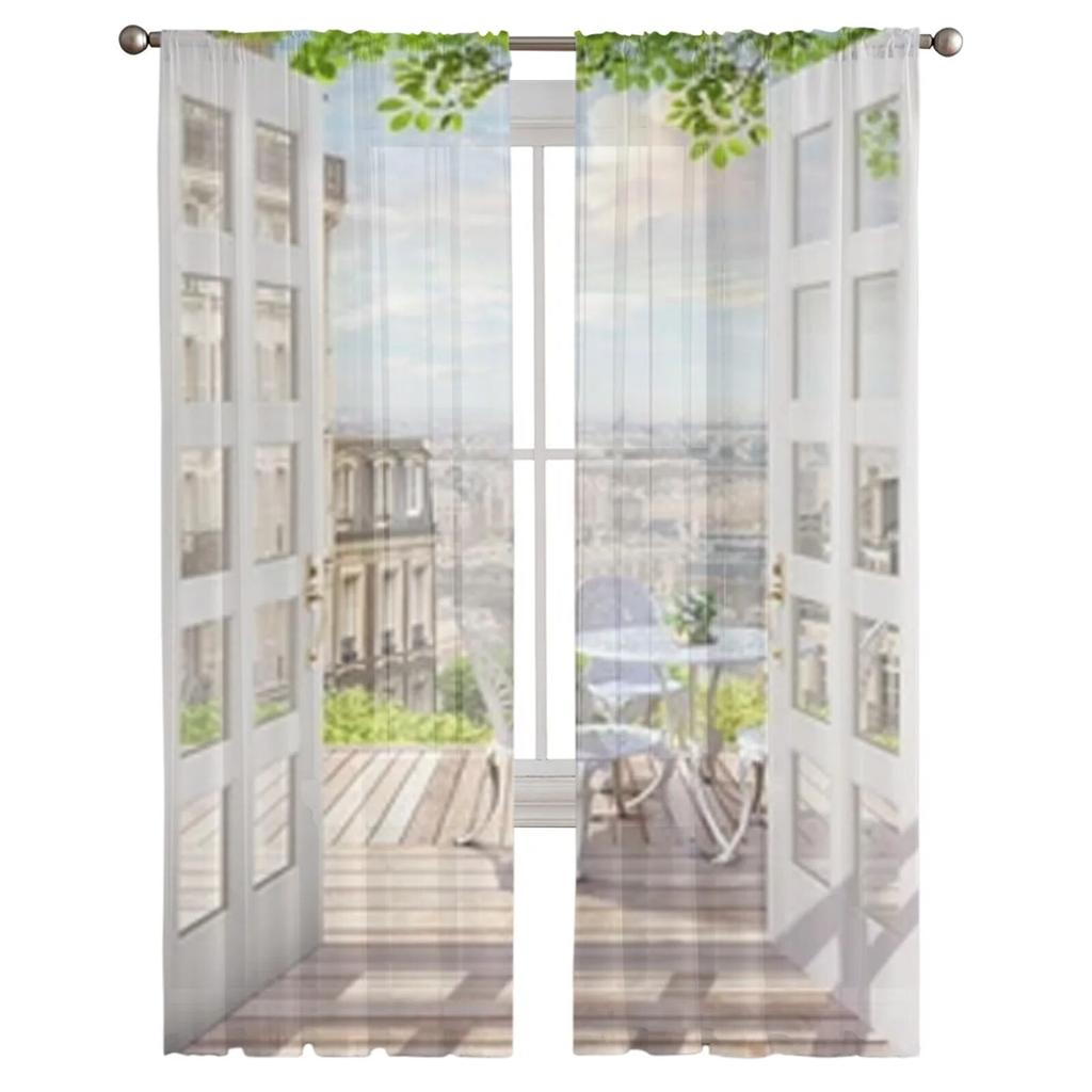 Letní balkon Paříž Průsvitné závěsy Ložnice Voálový závěs Obývací pokoj Okno Průsvitné závěsy Kuchyň Tylové závěsy