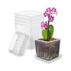 Reusable Transparent Plastic Flower Pots, Breathable Orchid Planters, Root Control Pots for Phalaenopsis Repotting, Clear Square Plant Pots