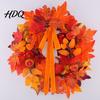Thanksgiving Dekorationsgirlande für Eingang Herbst Ahornblatt Kürbis Kranz, Künstliche Beeren Ernte Türhänger Herbstlaub Veranda Thanksgiving,