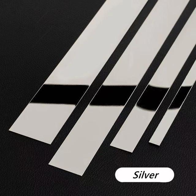 

New 1 Roll Gold Wall Sticker Stainless Steel Flat Decorative Lines Titanium Mirror Wall Ceiling Edge Strip Living Room Decor 1x244cm серебряный