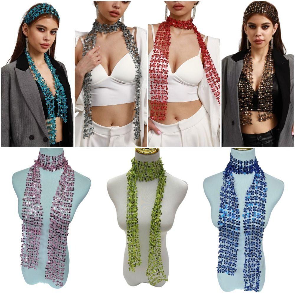 Hollow Belly Dancing Scarf Shiny Sparkling Hair Accessory Sequin Scarf Belly Dancing Belt