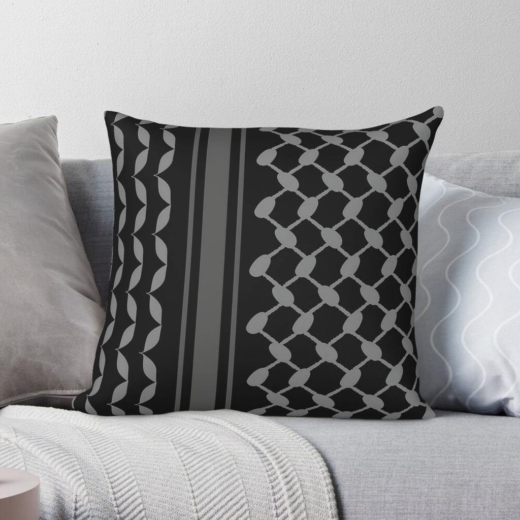 Keffiyeh In Black Square Pillowcase Polyester Linen Velvet Creative Zip Decorative Sofa Seater Cushion Cover