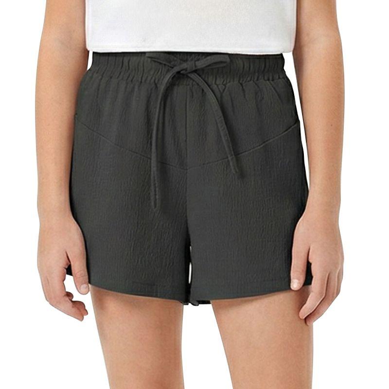 Kids Girls Solid Color Casual Drawstring Shorts 140