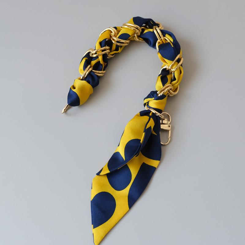 

Новая мода весна-лето женская сумка аксессуар часть цепи съемная замена красный горошек шелковый шарф ремешок женская цепочка «сделай сам» 32CM жёлтый