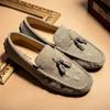 Luxury Designer 2025 New Tassel Loafers Men Casual Shoes Suede Leather Men's Flats Slip On Mens Driving Shoes Moccasins For Man