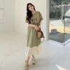 Dimanaf Women New Summer Plus Size Casual Floral Short Sleeve Dress Basic Loose Long Dress Maxi