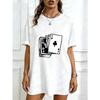 Oversized T Shirt Dress Black Playing Cards Print Casual Streetwear Outfit