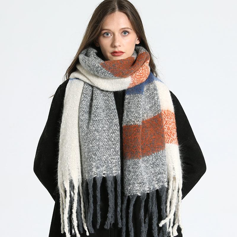 Warmer Schal Damen Schal Luxus Kaschmir Winterdecke Wickeltücher Lässig Karomuster Pashmina Bufanda Reiseponcho Stolen Echarpe