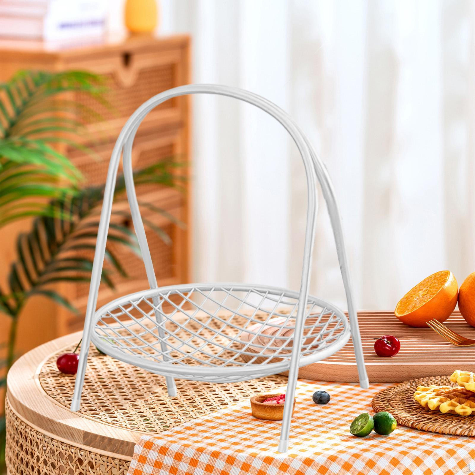 

Fruit Basket Countertop Organizer Creative Decorative Elegant Standing Stand for Fruits White 1 Tier