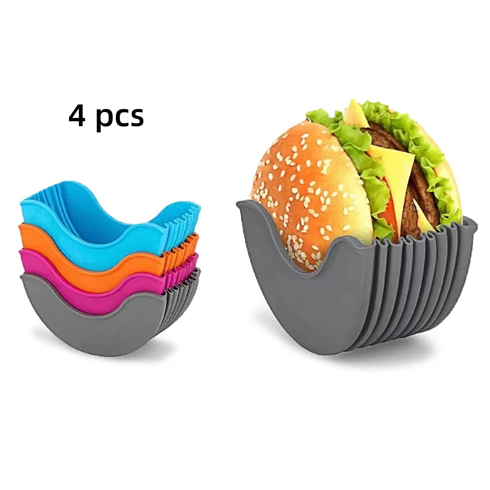 

4Pcs Retractable Burger Fixed Box Adjustable burger Holders Reusable Washable Hamburger Clip Burger Box