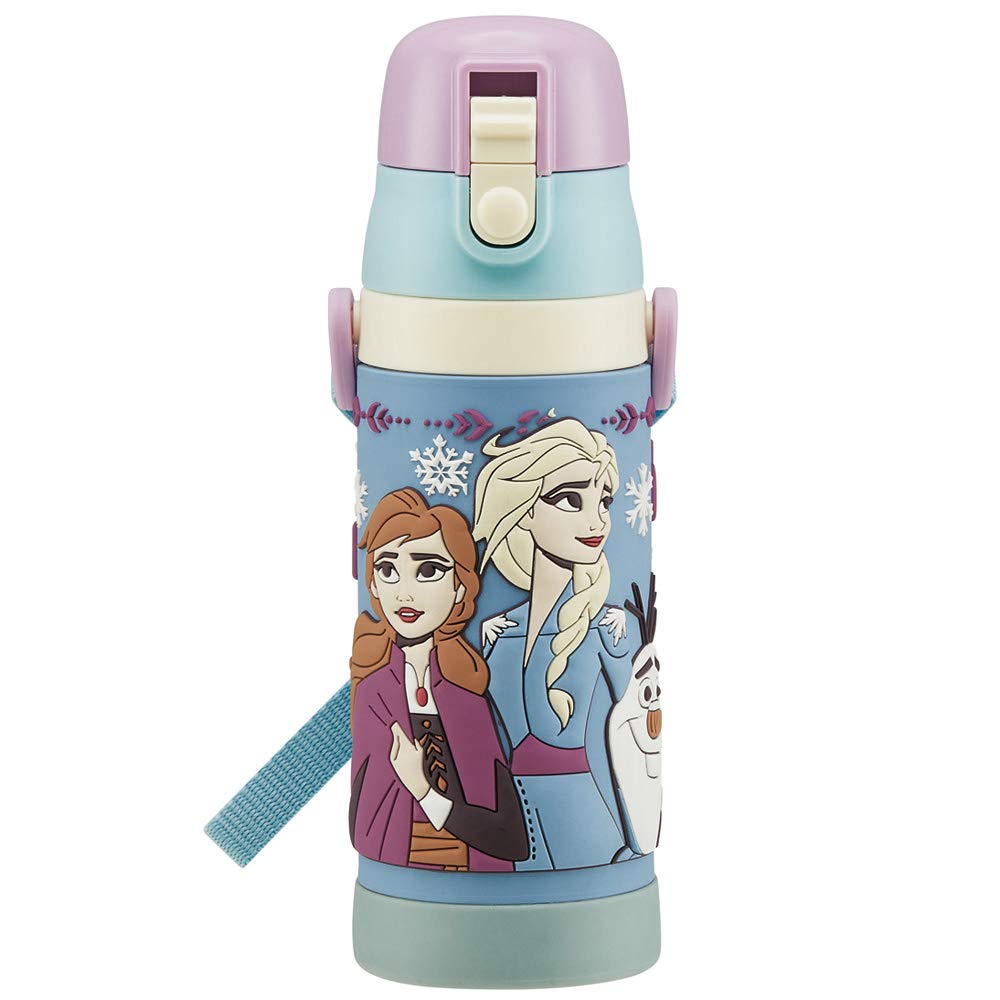 Skater Water 3D Stainless Frozen Disney SDPV5 Kids' Direct-Drink Bottle, Pattern, Steel, 480ml, 2,