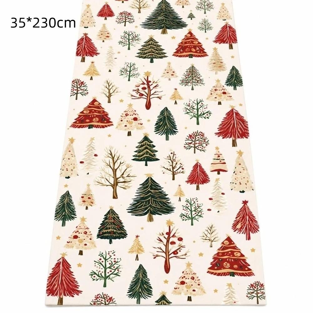 Mixed Pine Tree Pattern Holiday Tablecloth Polyester Party Table Decor Table Runner  Festive Dining