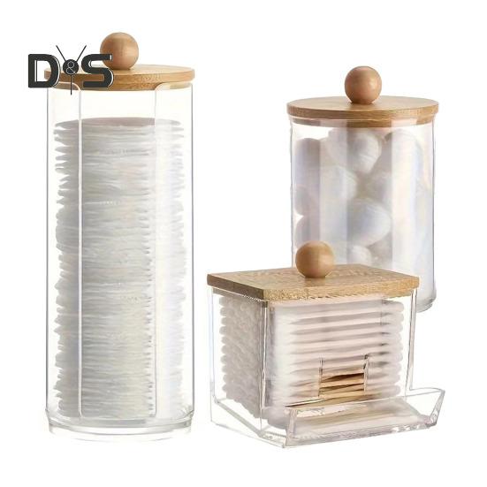 

3 шт. прозрачный контейнер для хранения ватных шариков, тампонов, диспенсер большой емкости, пылезащитный многоцелевой контейнер для хранения с крышкой C