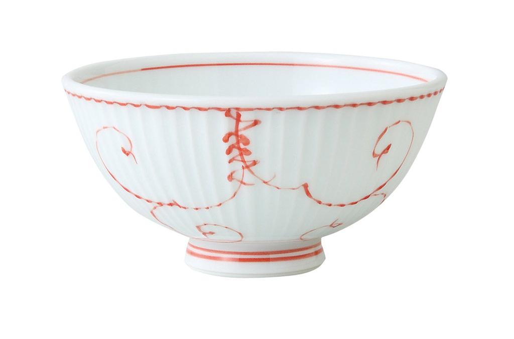 Hasami Ware Lightweight Rice Bowl with Arabesque Grape Microwave and Dishwasher Made In 60287 (Small) Pattern, Red, Safe, Japan,