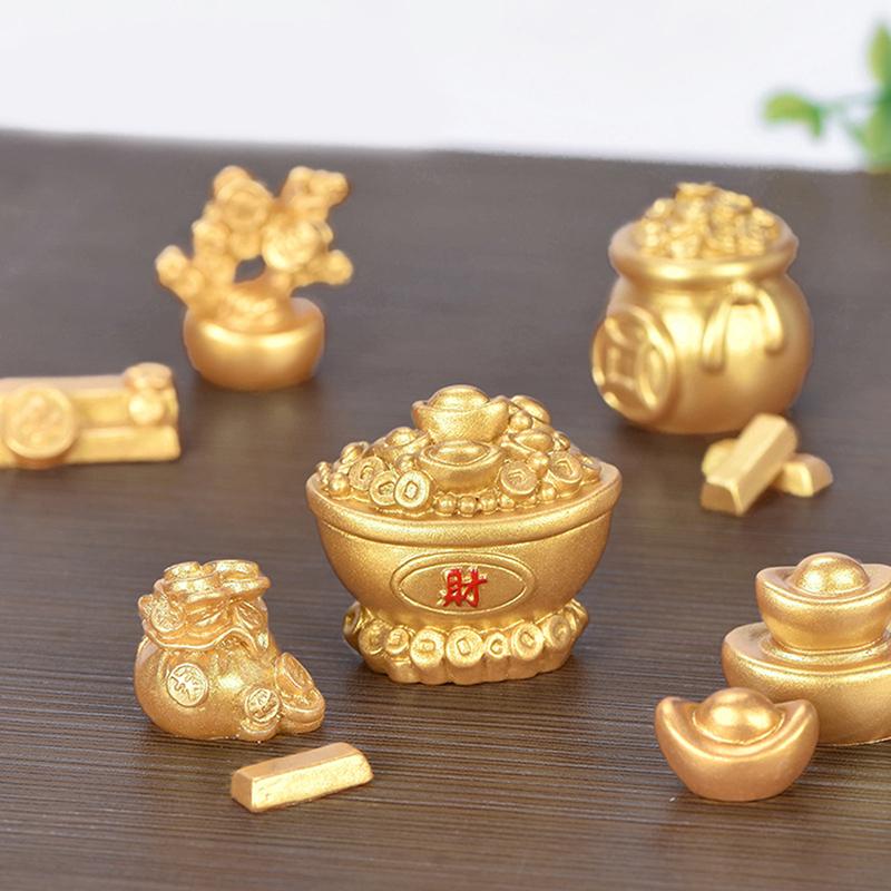 Feng Shui Auspicious Fa Cai Money Tree Gold Ingot Bag Lucky Fortune Spring Festival Mascot Desktop Ornament Car Home Decor Craft