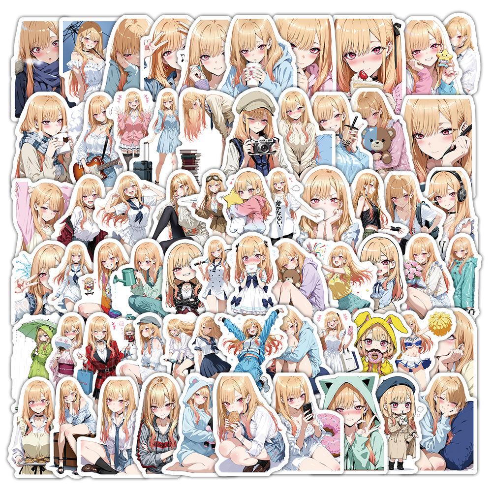 100pcs Cute Kitagawa Marin Anime Stickers for Decorative Scrapbooking Stationery Handbook Luggage Water Cup