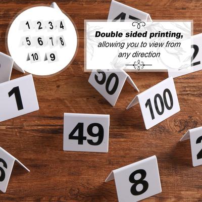 10x Table Numbers, Double Side Modern Numbered Tents Acrylic Holder 1-10 for Restaurant