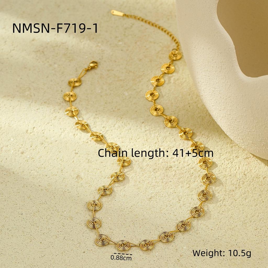 GEMCHIC Women's Geometric Spiral Stainless Steel Chain Necklace and Bracelet Set, Fashion Minimalist Design