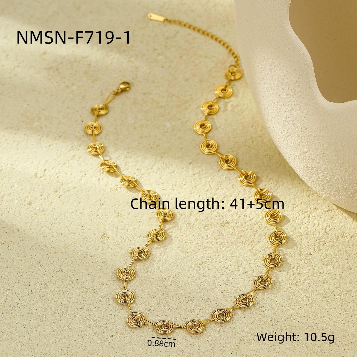 GEMCHIC Women s Geometric Spiral Stainless Steel Chain Necklace and Bracelet Set, Fashion Minimalist Design