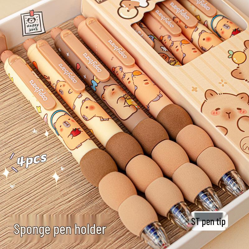 Capybara Press Erasable Blue Pen - Soft Grip, Quick-Dry, Ideal for Students.