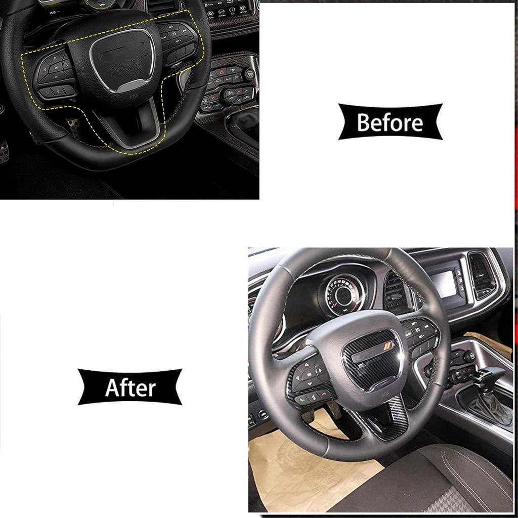 Car Steering Wheel Cover Trim Interior Decoration Accessories Carbon Fiber Look for Dodge Challenger Charger GT RT Hellcat Daytona 2015-2021