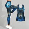 Cunning Wolf Pattern Print Yoga Outfit for Women Fashion Workout Leggings Fitness Sports Casual Yoga Set Sports Suit