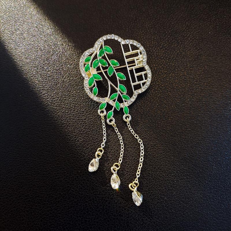 Elegante chinesische Retro-Emaille-Brosche Phönix & Schmetterling für Damen