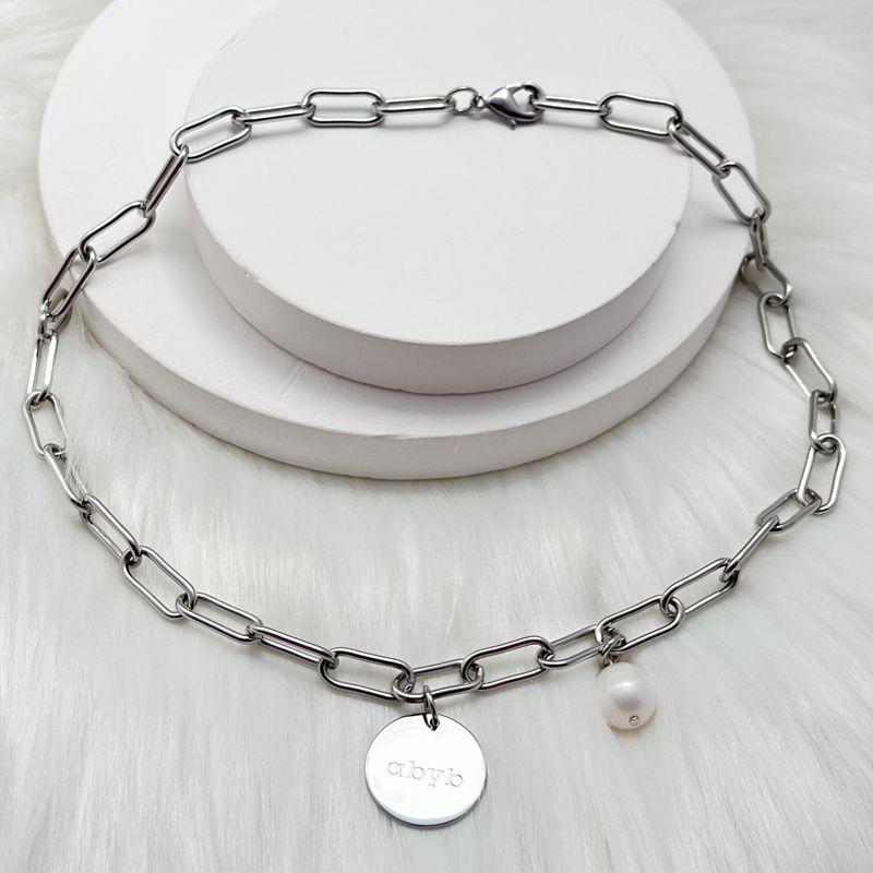 Meier Natural baroque freshwater pearl disc pendant exquisite metal necklace