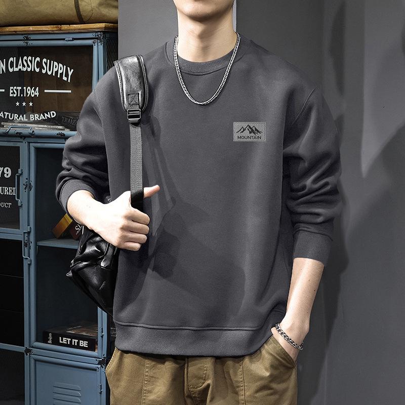 

Men s Trendy Loose-Fit Autumn/Winter Fleece-Lined Round Neck Hoodie - Unisex Style L (135-160 lbs)
