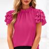 Damen Modisches Rüschen Rundhals Einfarbiges Blasen Kurzarm Oberteil