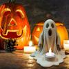 Ghost Candle Holder with Flameless LED Candle Lamp 3D Printed Halloween Decoration Desktop Ghost Ornament for Table Centerpiece Shelf