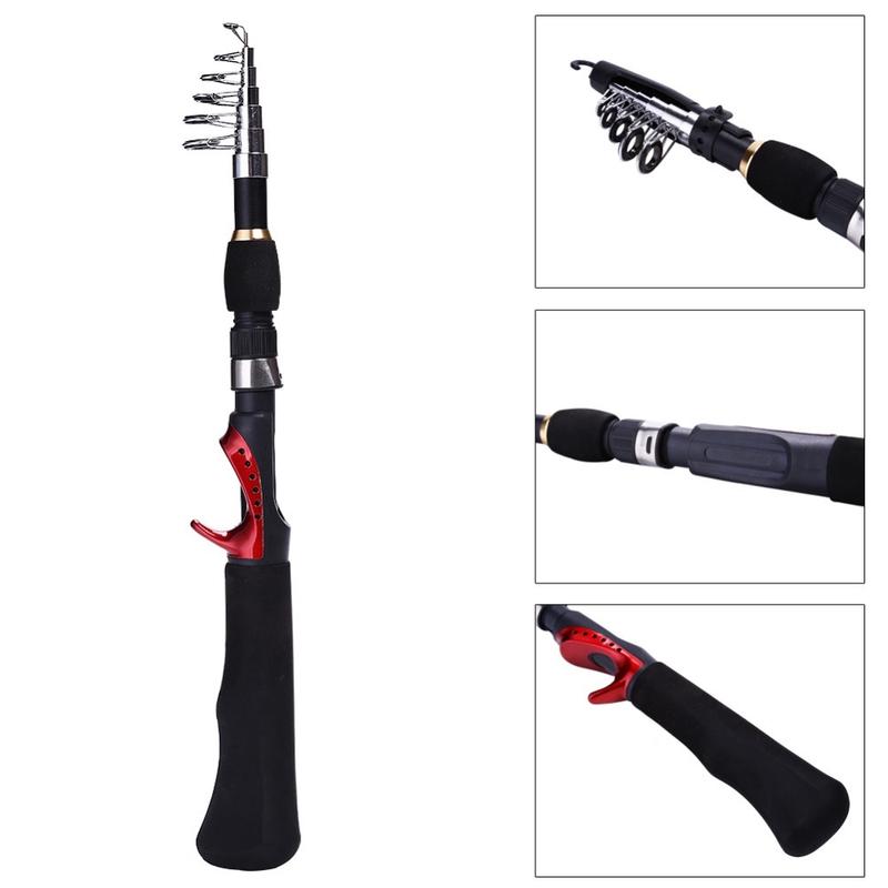 SOUGAYILANG Spinning Fishing Rod 1.65m Red Portable Travel Carbon Fishing Pole(without Fishing Reel)