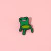 Quirky Green Frog Chair Brooch Unique Cartoon Design Stylish Alloy Pin Badge For Fashion