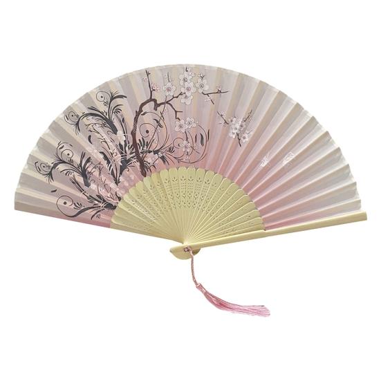 Składany wachlarz z frędzlami Chiński bambus Ręcznie malowany kwiat z nadrukiem liści Rekwizyty do zdjęć z występów tanecznych