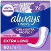 Always Daily Extra Protect Liners, Extra Long, Scented Panty Liners, Up To 10 Hours of Clean Comfort, 60 Count (Packaging May Vary)