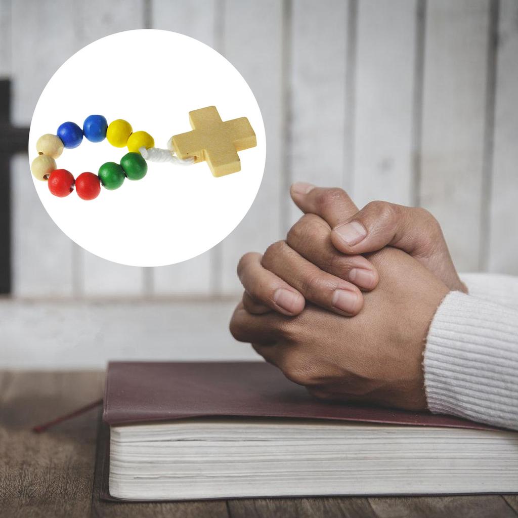 Classical Religious Finger Rosary Wood Beads with Crosses for Daily Wear or Gift for Spiritual Comfort Religious Gift