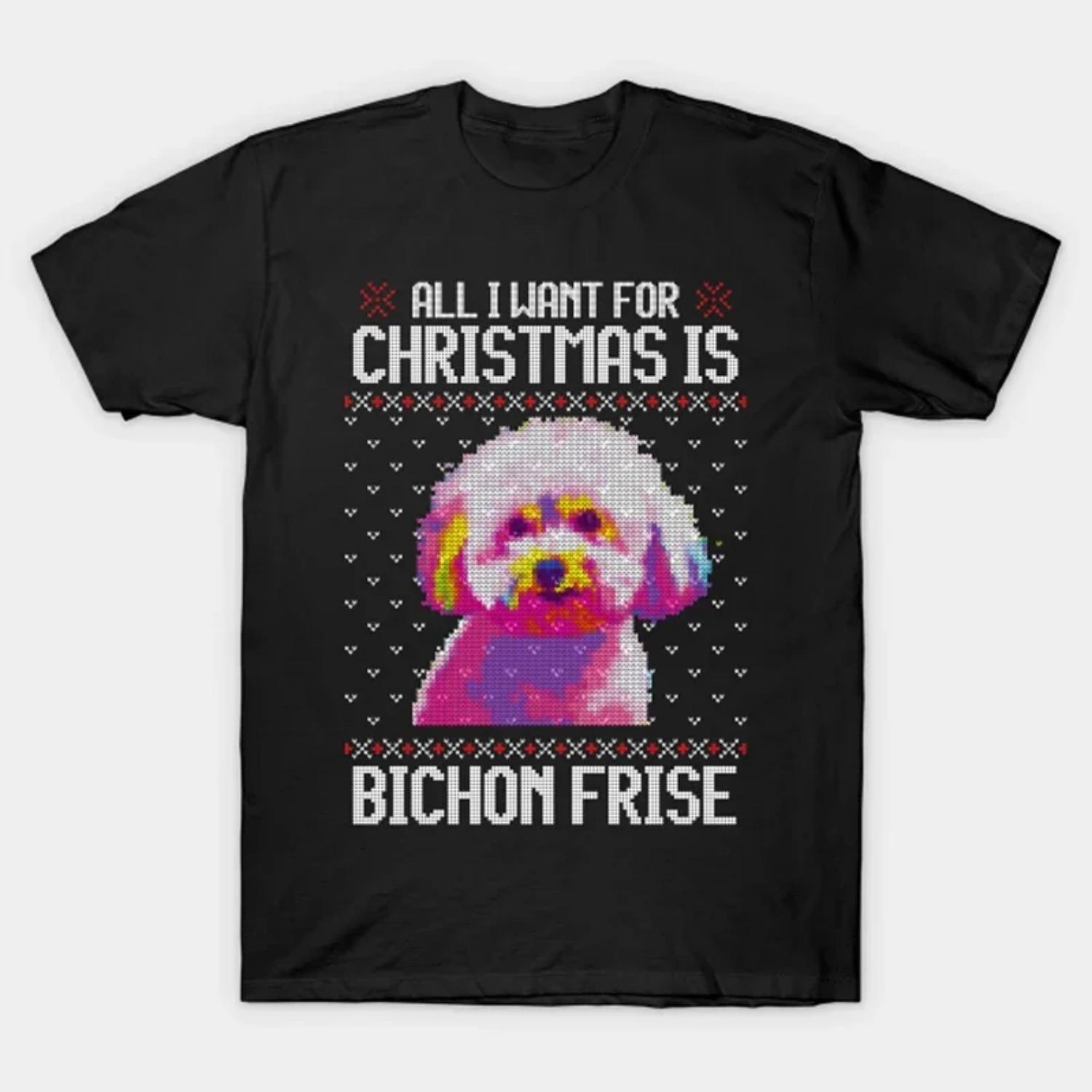 

Neon Bichon Frisé Ugly Christmas Sweater Dog Lovers Gift T-Shirt 100% Cotton O-Neck Short Sleeve Casual Mens T-shirt Size S-3XL S чёрный