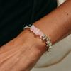 Retro Metal Heart Pendant Necklace Simple Pink Natural Stone String Irregular Round Beads Girls Jewelry