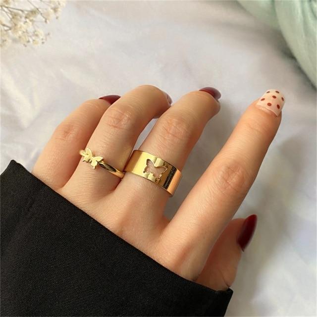 Sada prstenů s českým zlatým řetízkem pro ženy Fashion Boho Coin Snake Moon Rings Dárkové šperky Party Trend