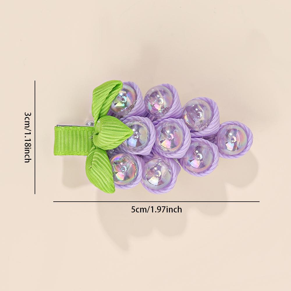 2Pcs 3D Simulation Grape Hair Clips Laser Fruit Hairpins Cute Barrette For Girls Children Trendy Korean Style Unique Accessories