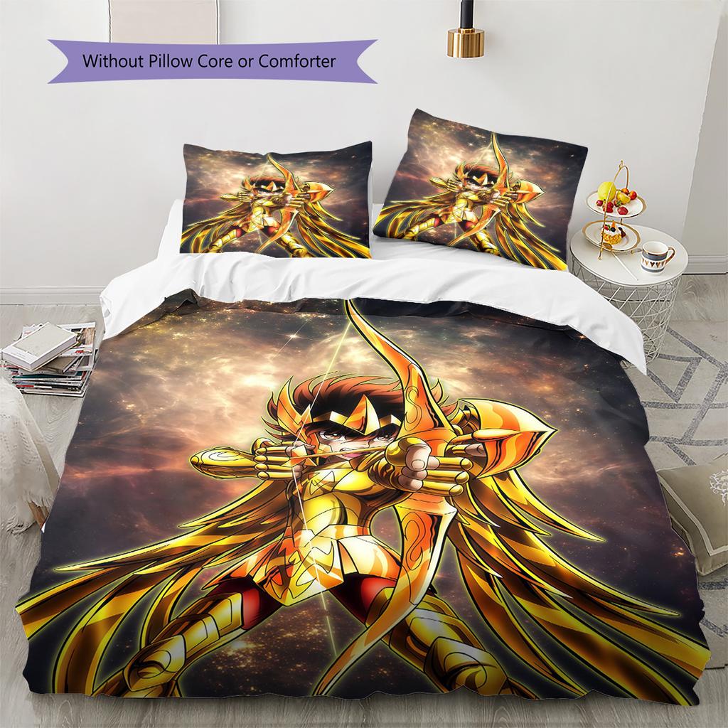 Saint Seiya Golden Saints Bedding Set, 1 Duvet Cover & 2 Pillowcases, Suitable for Bedroom, Ideal Gift for Anime Fans