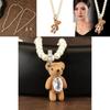 Trendy And Sweet Plush Bear Pearl Necklace For Women Perfect For Fashionable Accessories
