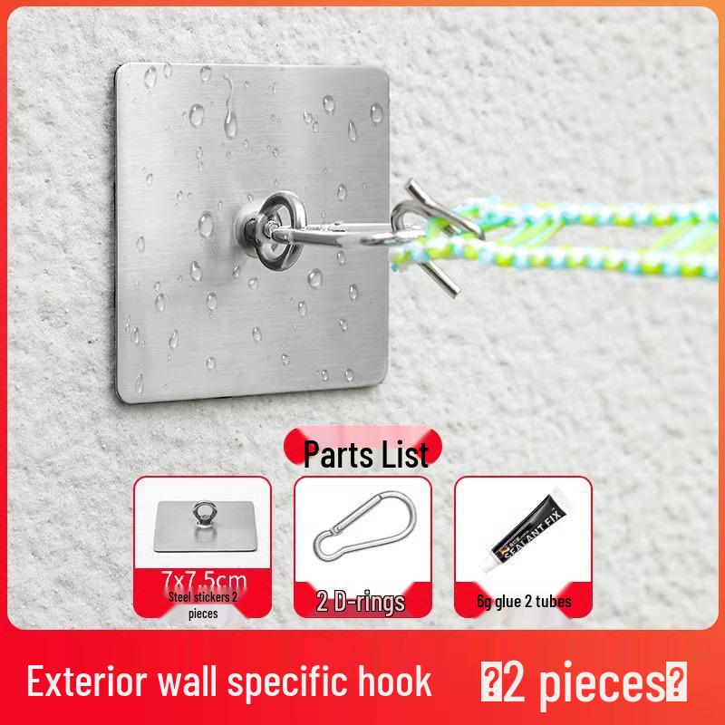 Stainless Steel Adhesive Clothes Drying Rack with Sunshade Net and No-Punch Hooks