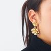 Pinkdudu Gold Plated Zinc Alloy Rose Stud Earring Exaggerated Trendy Earring Elegant Flower Earring PD2202