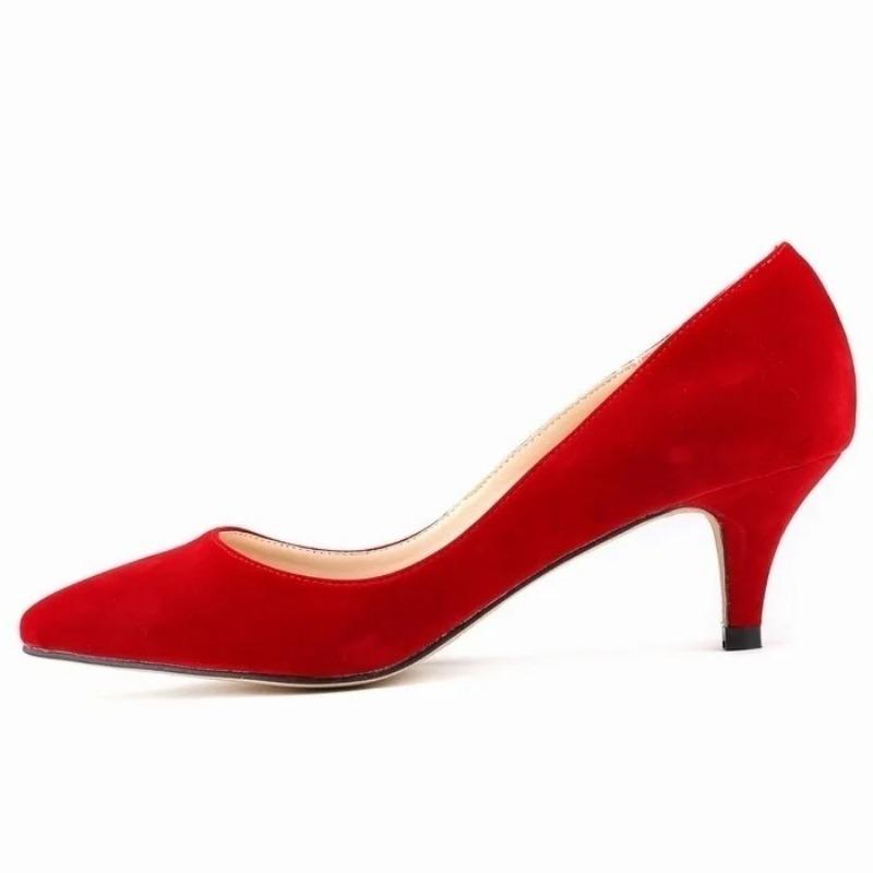 Women Pumps Spring Autumn 5cm Low High Heels Solid Color Breathable Pointed Toes Non Slip Sole Latex Insole Work Wedding Shoes