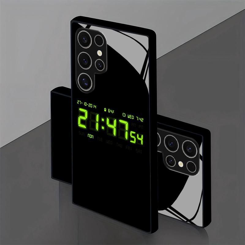 Fluorescent Clock Pattern 2D Phone Case for Samsung S26 S25 S24 S23 S22 S21 S20 A56 A36 A16 - Glass Protective Cover