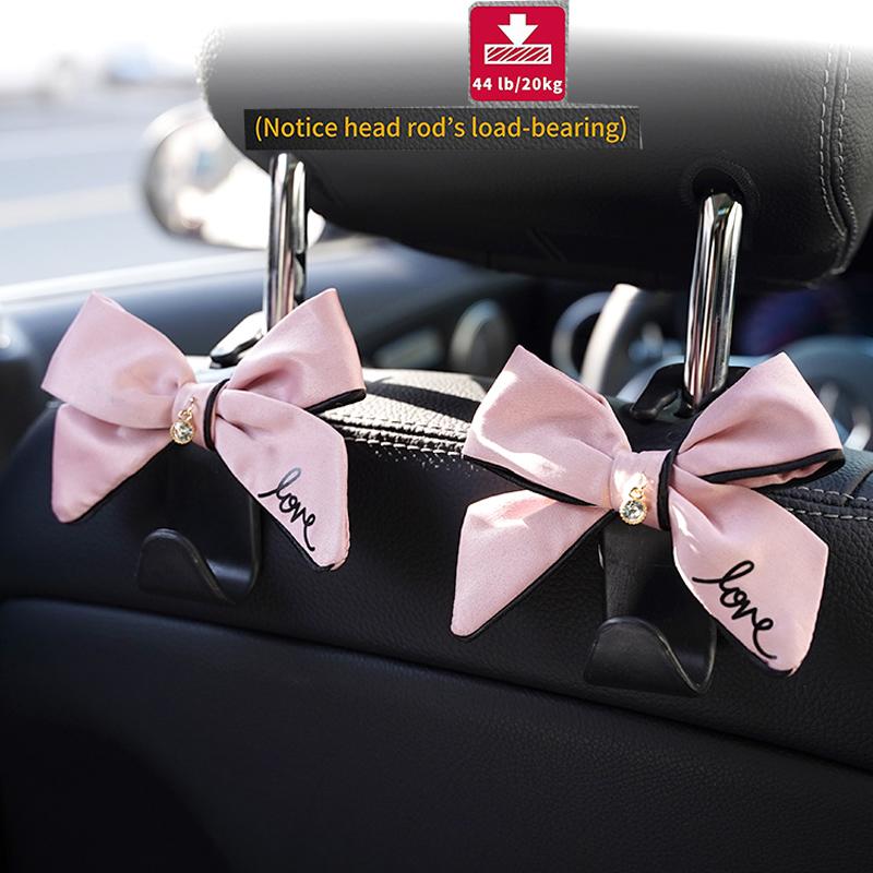 1PC Cute Diamond Bowknot Car Seat Headrest Hook Hanger Storage Organizer Universal for Handbag Purse Coat Accessories S Type