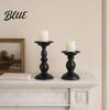 Decorative Candle Holder Vintage Holder Black Matte Pillar Holders