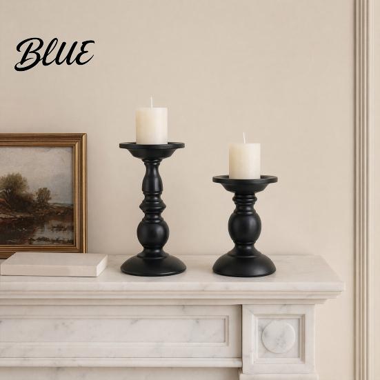 Decorative Candle Holder Vintage Holder Black Matte Pillar Holders